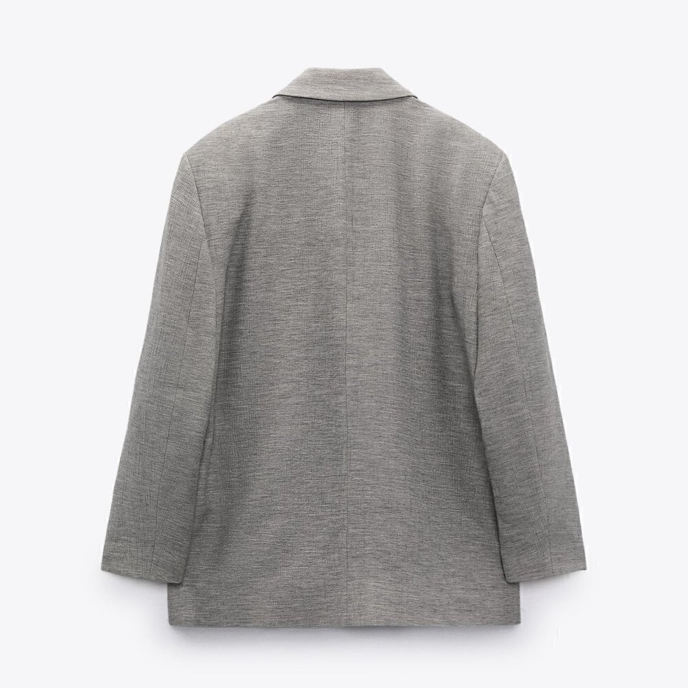 New Zara Double Breasted Textured Weaver Grey Blazer/Jacket Groufit NWT XS - Picture 9 of 15